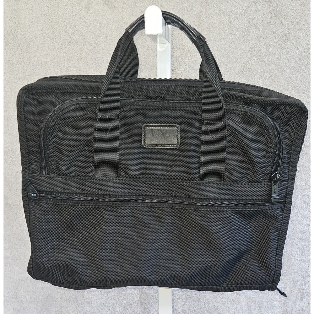 TUMI Black Ballistic Nylon Zip Around Expandable Document Organizer Briefcase